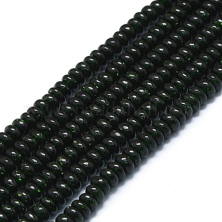 Chapelets de perles en pierre d'or verte synthétique G-K245-B11-01-1
