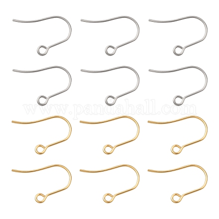 60Pcs 2 Colors 304 Stainless Steel Earring Hooks STAS-FS0001-22-1