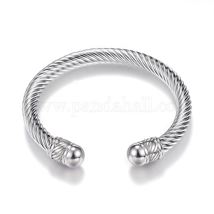 304 Stainless Steel Torque Cuff Bangles BJEW-D437-A15-1