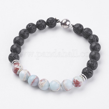 Natural Lava Rock Beads Bracelets BJEW-E326-13N-1