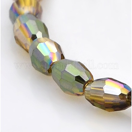 Hälfte Regenbogen beschichtetes Glas facettiert Reis Perlen Stränge GLAA-A030A-HR06-1