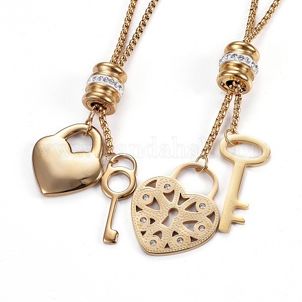 304 Stainless Steel Pendant Necklaces NJEW-F234-01G-1