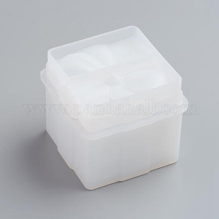 シリコーンギフトボックス型  レジン型  UVレジン用  エポキシ樹脂ジュエリー作り  正方形  ホワイト  65mm DIY-G017-J01-1