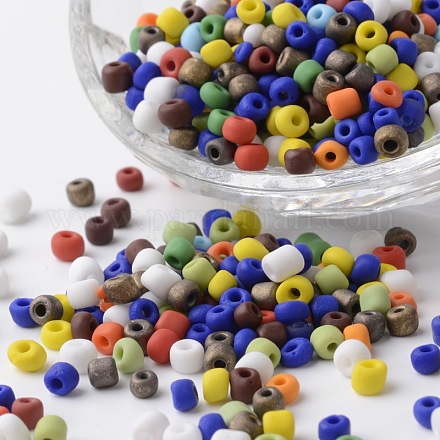 6/0 couleurs perles rocailles rondes en verre opaque mat SEED-K003-4mm-M01-1