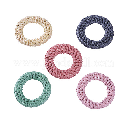 Handmade Spray Painted Reed Cane/Rattan Woven Linking Rings WOVE-X0001-13-1