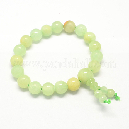 Buddha Meditation Yellow Jade Beaded Stretch Bracelets BJEW-R041-10mm-03-1