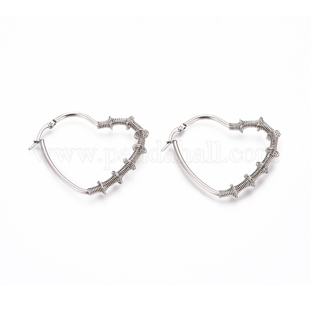 Long-Lasting Plated 304 Stainless Steel Wire Wrapped Hoop Earrings EJEW-D250-01B-P-1