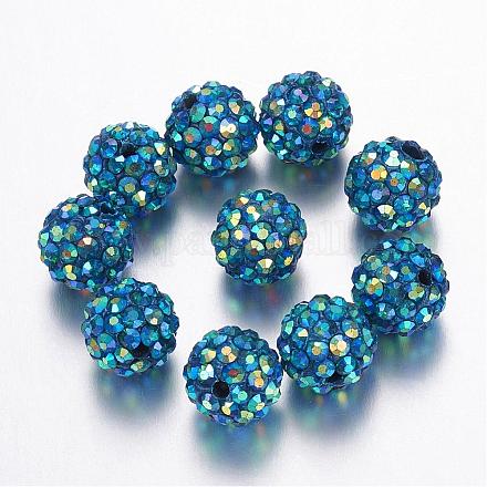 Handmade Polymer Clay Rhinestone Beads RB-G154-06-1