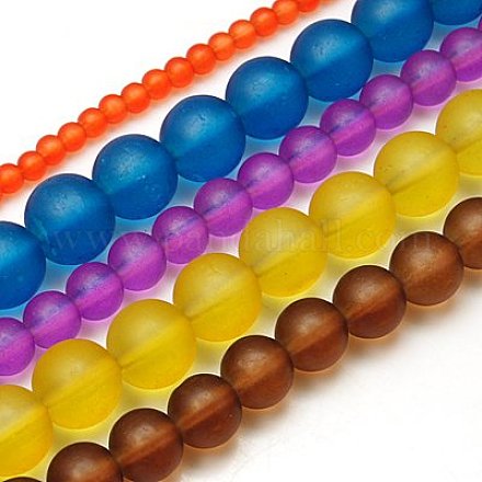 Frosted Glass Beads Strands FGLA-MSMC001-M1-1