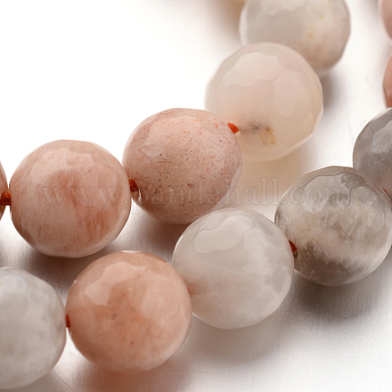 Faceted Round Natural Multi-Moonstone Bead Strands G-L432-03-8mm-1