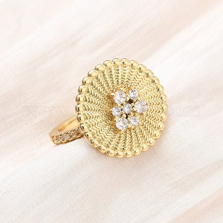 Регулируемые латунные кольца-манжеты с микропаве из кубического циркония для женщин RJEW-B139-07G-01-1