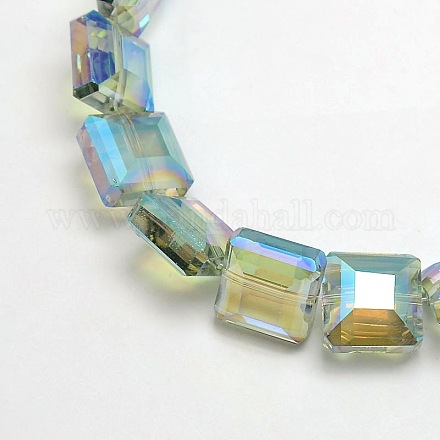 Chapelets de perles carrées en verre de cristal électrolytique EGLA-F064B-04-1