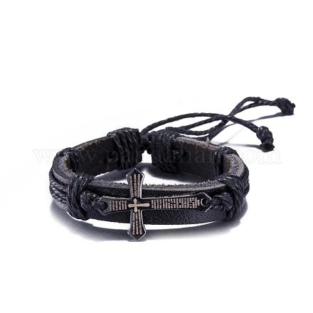 Unisex pulseras de cordón de cuero de moda BJEW-BB15556-B-1