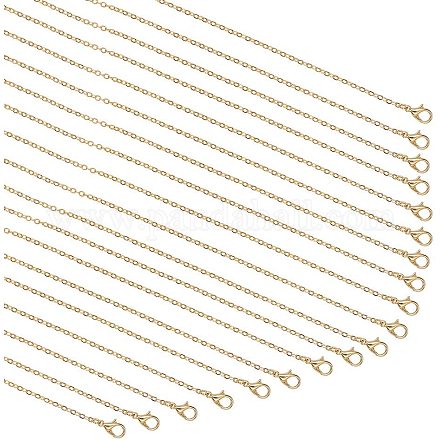PandaHall Elite about 20 Strands Golden Cable Chain Necklace Twisted Link Chain Necklace Bulk for Pendant Necklace Jewelry Making MAK-PH0004-15-1