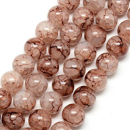 Chapelets de perles en verre craquelé peint DGLA-Q023-10mm-YS56-1