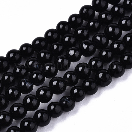 Natürliche schwarze Onyxperlenstränge G-S359-231-1