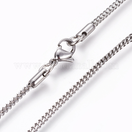 Collares de cadena de trigo de 304 acero inoxidable NJEW-L160-005A-P-1