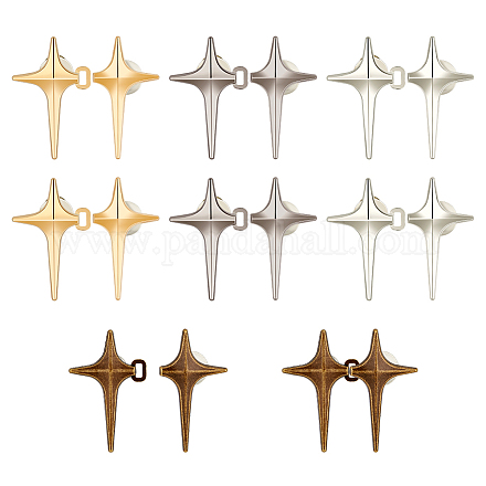 8 ensemble de 4 couleurs d'épingles à boutons en jean réglables en alliage en forme d'étoile étincelante DIY-FG0004-87-1