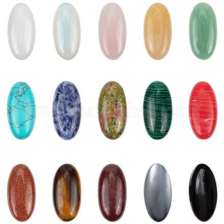 Pandahall elite 15pcs cabujones de piedras preciosas sintéticas naturales de piedra mixta sin agujero cabujones ovalados de cristal de cuarzo de piedra al por mayor para hacer joyas G-PH0019-09-1