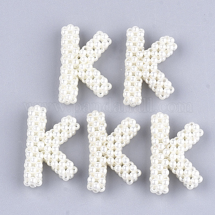 Abalorios hechos a mano de plástico imitación perla tejida perlas X-FIND-T039-18-K-1