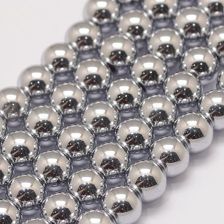 Chapelets de perles en hématite synthétique de grade AA G-P258-05-6mm-1