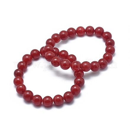 Bracciali elasticizzati con perle di giada naturale BJEW-K212-C-036-1