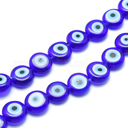 Chapelets de perles rondes de chalumeau manuelles de mauvais œil LAMP-L058-12mm-12-1