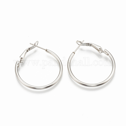304 Stainless Steel Hoop Earrings STAS-S078-07-30mm-1