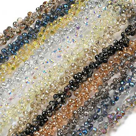 Electroplate Transparent Glass Beads Strands EGLA-M030-01A-1