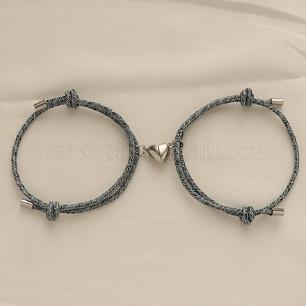 Магнитные плетеные браслеты из сплава в форме сердца для пары подруг WG59636-22-1