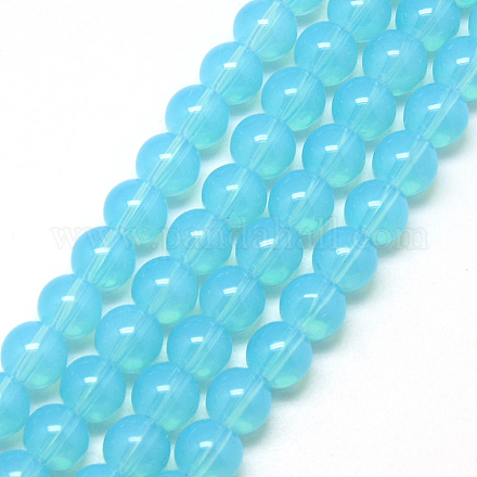 Baking Painted Glass Beads Strands DGLA-Q023-8mm-DB19-1