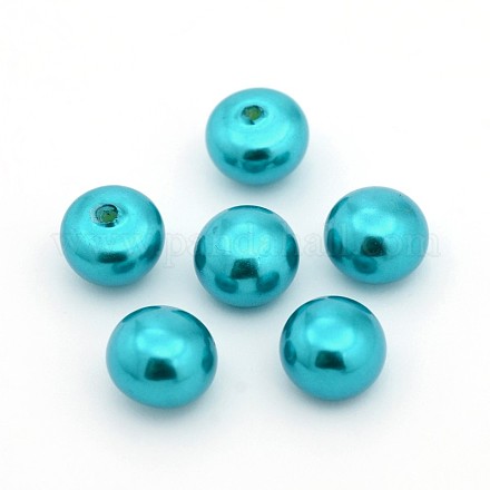 Half Drilled ABS Plastic Imitation Pearl Rondelle Beads OACR-F001C-14-1