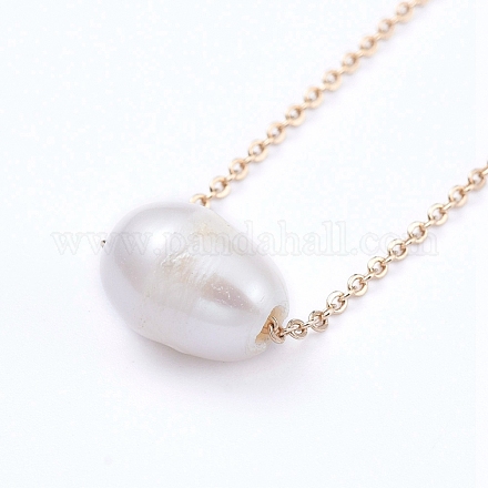 Collares con colgante de perlas de agua dulce cultivadas naturales NJEW-JN02809-01-1