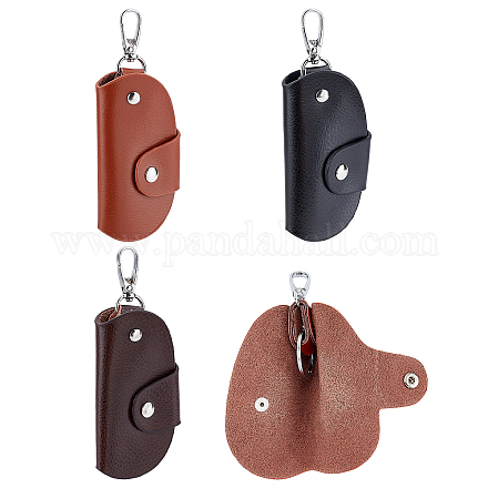 Wadorn® 3pcs étuis à clés en cuir de vachette 3 couleurs DIY-WR0001-68-1