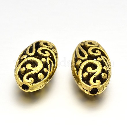 Oval Tibetan Style Alloy Filigree Beads PALLOY-J218-45AG-1