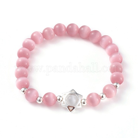 Oeil de chat bracelets de perles rondes BJEW-L037-13C-1