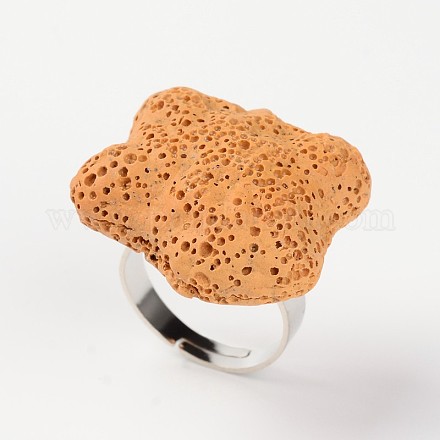 Регулируемые самородки лавовые кольца с драгоценными камнями RJEW-I019-03-1