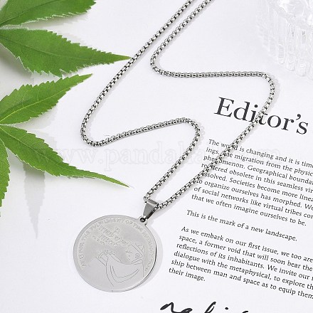 201 нержавеющая сталь плоская круглая с подвеской в виде мальчика NJEW-R013-05P-1