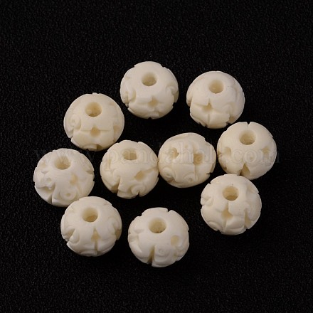 Perles en os sculptés manuels BONE-R016-10mm-1