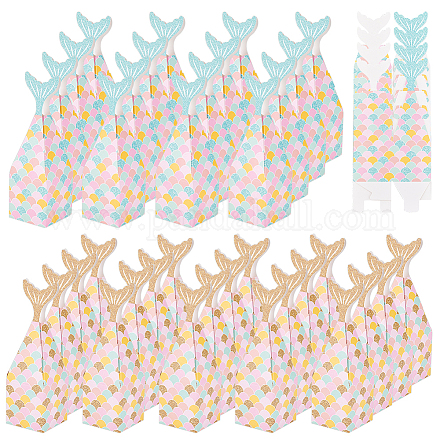 Olycraft 56Pcs 2 Colors Mermaid Paper Candy Boxes CON-OC0001-49-1