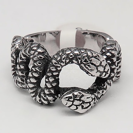 Personalized Retro 304 Stainless Steel Snake Rings for Men RJEW-F006-119-1