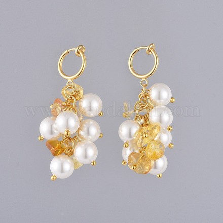 Natural Citrine Chip Clip-on Earrings EJEW-JE03834-03-1