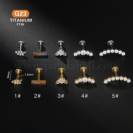 G23 титановые микропаве прозрачные кубические цирконии лабреты с внутренней резьбой WG2497D-06-1