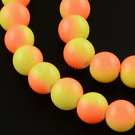 Chapelets de perles en verre peint au four bicolores DGLA-R050-6mm-30-1