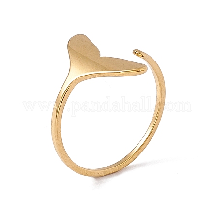 Placcatura ionica (ip) 201 anello a polsino aperto da donna a forma di coda di balena in acciaio inossidabile RJEW-C045-09G-1