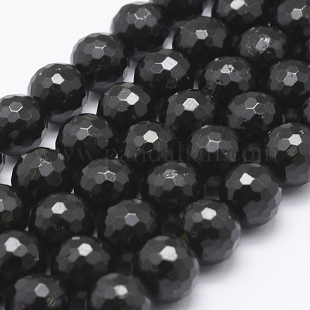 Natural Black Tourmaline Beads Strands G-J373-25-12mm-1