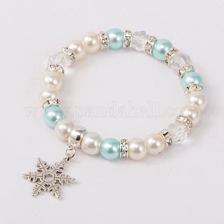 Verre à la mode des bracelets de breloque perle stretch BJEW-JB01697-01-1
