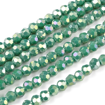 Round Full Rainbow Plated Faceted(32 Facets) Electroplate Glass Beads Strands X-EGLA-J130-FR14-1
