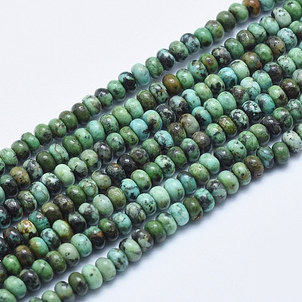 Fili di perle naturali di turchese africano (diaspro) G-E444-49-4mm-1