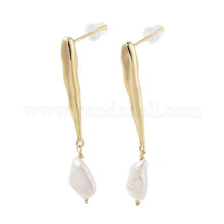 Orecchini pendenti con perle naturali EJEW-P256-35G-1